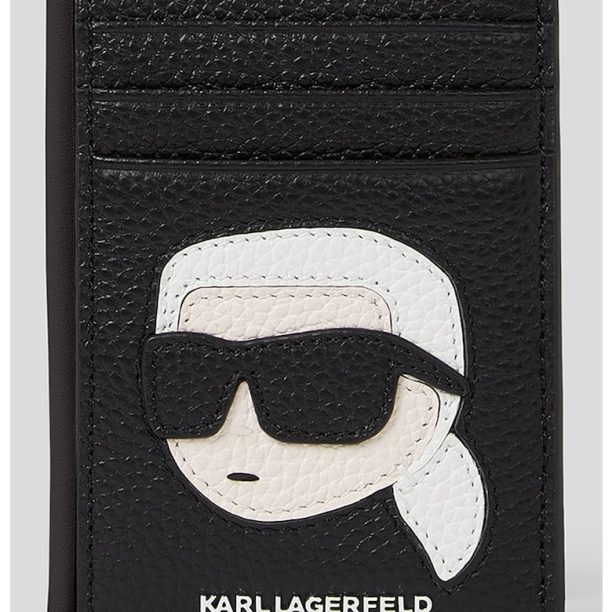 Калъф за карти Ikonik от кожа Karl Lagerfeld