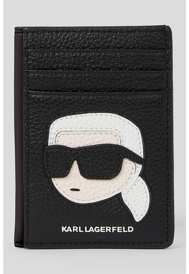 Калъф за карти Ikonik от кожа Karl Lagerfeld