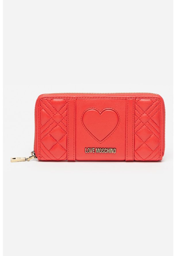 Кожен портфейл с цип и лого Love Moschino