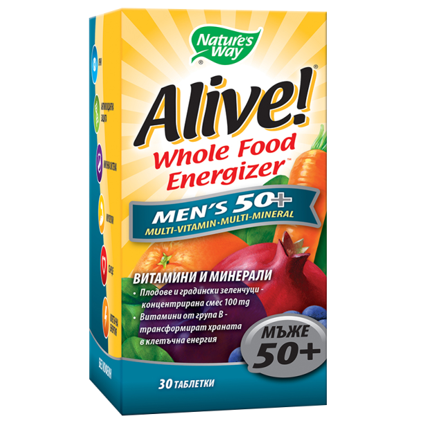 Мултивитамини за мъже 50+ Алайв - Alive! Whole Food Energizer Men’s 50+