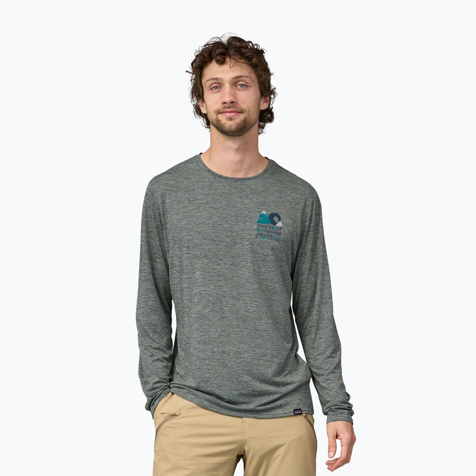 Мъжка риза Patagonia Cap Cool Daily Graphic Shirt-Waters trekking longsleeve chasing peaks/sleet green x-dye