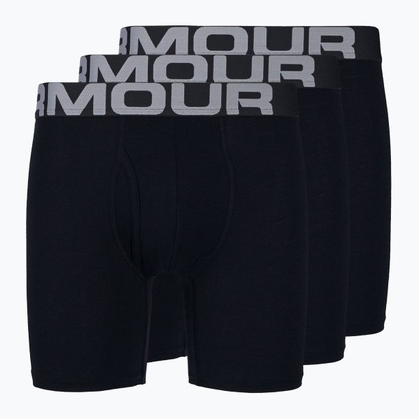 Мъжки боксерки Under Armour Charged Cotton 6 in 3 Pack черни UAR-1363617001