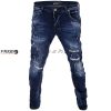 Мъжки дънки сини накъсан ефект напръскани с боя slim fit Ft6856 на ниска цена