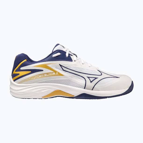 Мъжки обувки за волейбол Mizuno Thunder Blade Z white / blue ribbon / mp gold