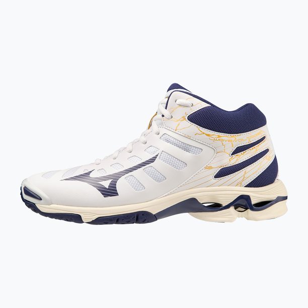 Мъжки обувки за волейбол Mizuno Wave Voltage Mid white / blue ribbon / mp gold