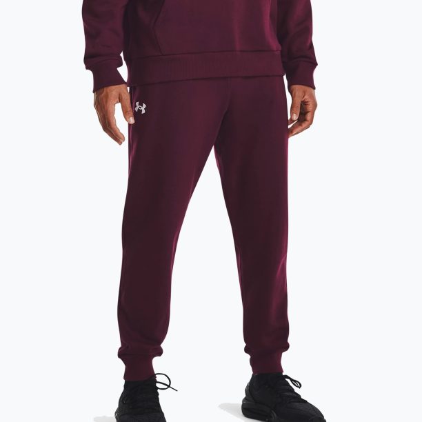 Мъжки панталони за тренировка Under Armour Rival Fleece Joggers dark maroon/white