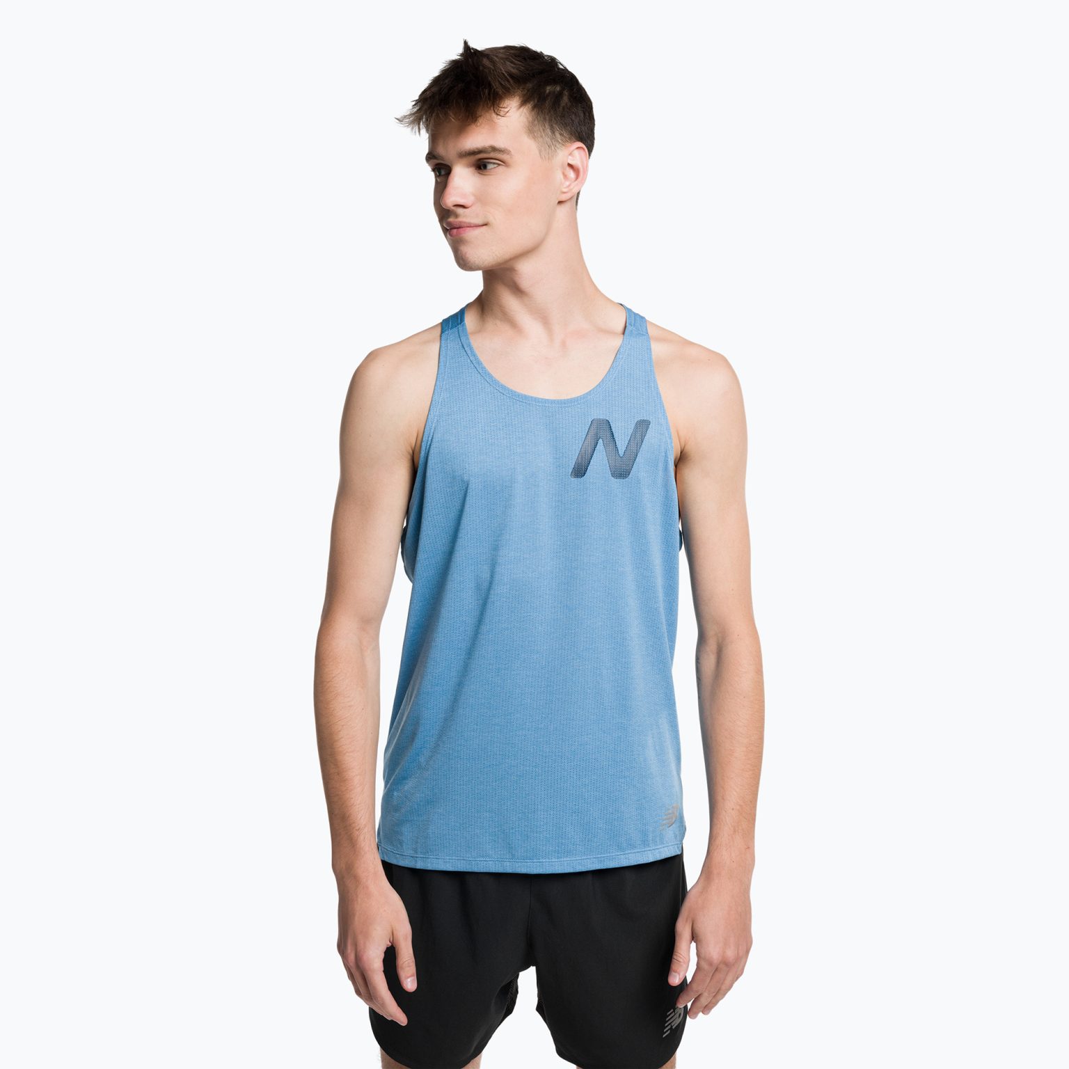 Мъжки потник за бягане New Balance Graphic Impact Run Singlet blue MT21276HBT