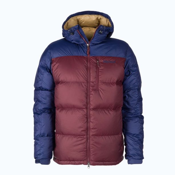 Мъжки пухени якета Marmot Guides Down Hoody maroon and navy blue 73060