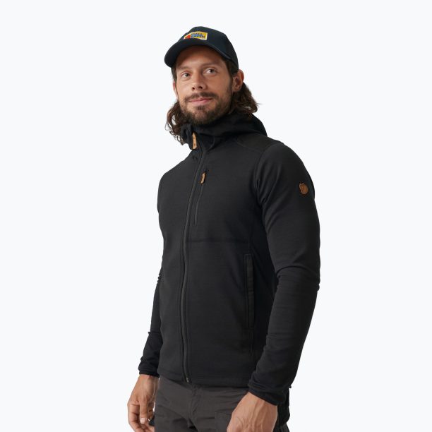 Мъжки суитшърт за трекинг Fjällräven Keb Fleece Hoodie black F81878