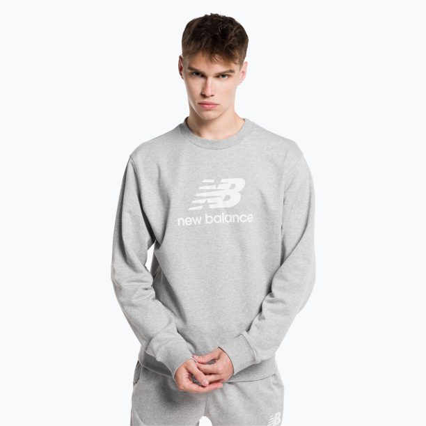 Мъжки суитшърт за тренировки New Balance Essentials Stacked Logo French Terry Crewneck сив NBMT31538AG