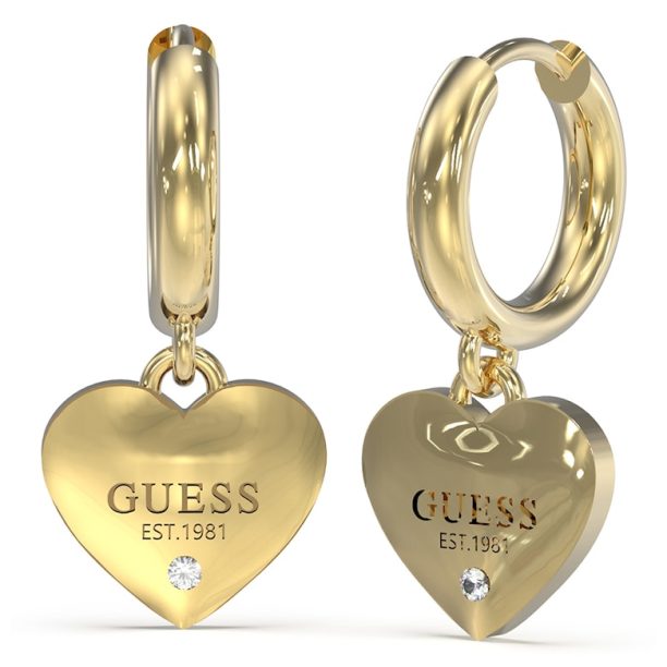 Обеци със сърцевиден детайл Guess