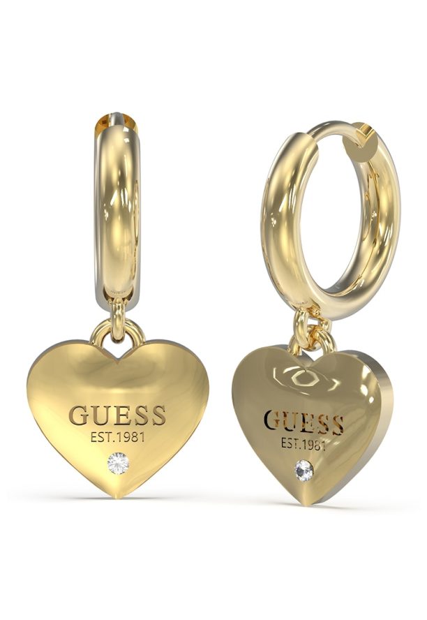 Обеци със сърцевиден детайл Guess