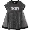 Рокля с лого и мрежесто покритие DKNY