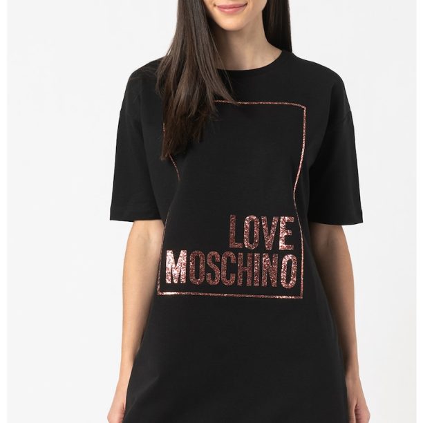 Рокля тип тениска с бляскаво лого Love Moschino