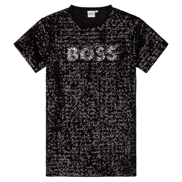 Рокля тип тениска с пайети BOSS Kidswear