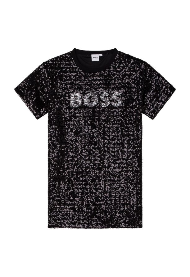 Рокля тип тениска с пайети BOSS Kidswear