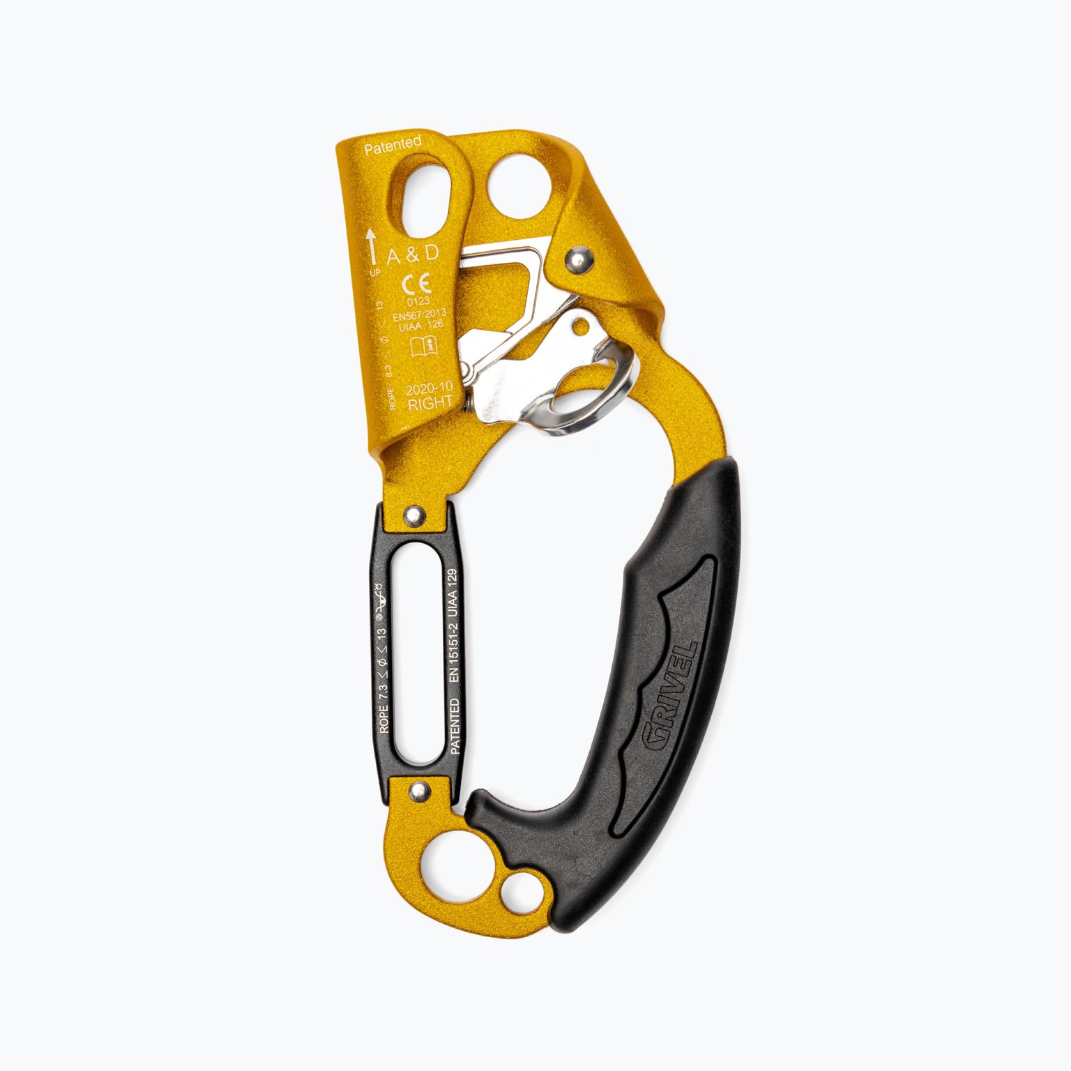 Скоба за катерене Grivel A&D Ascender Descender Right yellow RTADR