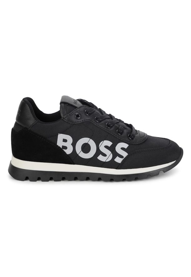 Спортни обувки с лого и кожа BOSS Kidswear