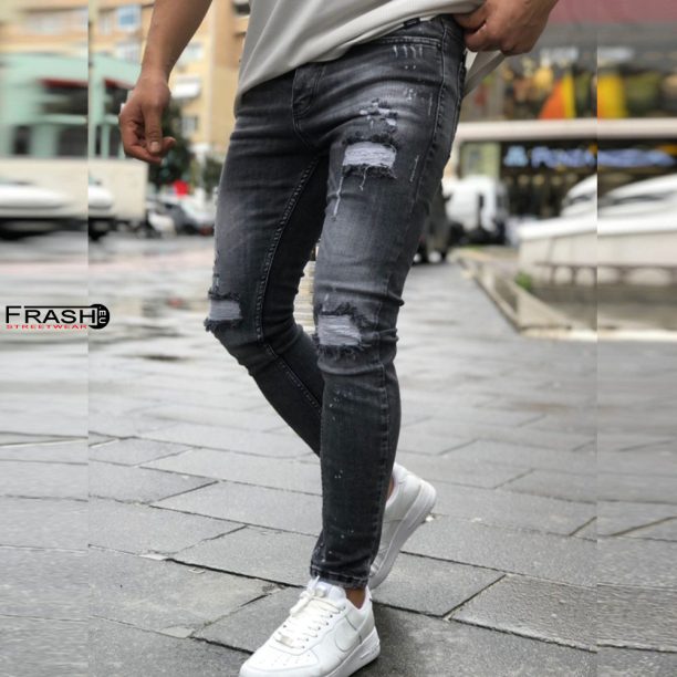 Черни дънки накъсан ефект skinny fit  Ft7189 на ниска цена