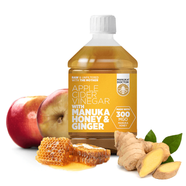 Ябълков оцет + мед от манука и джинджифил - Apple Cider Vinegar with Manuka Honey & Ginger (300 MGO)