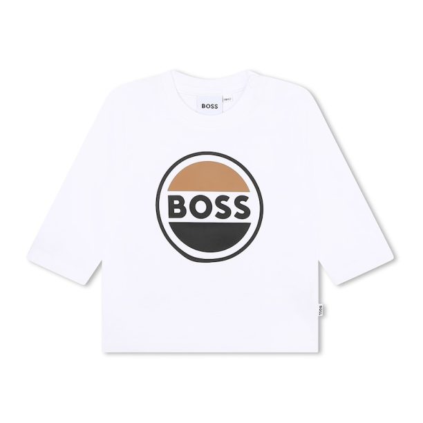 Блуза с овално деколте и лого BOSS Kidswear