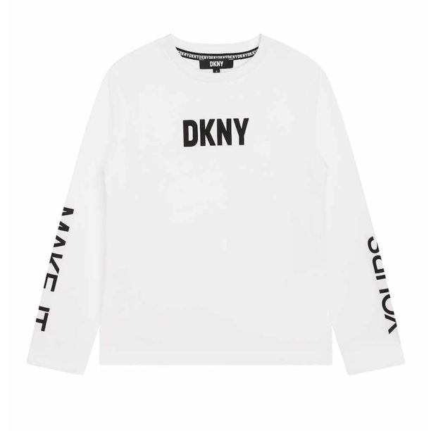 Блуза с овално деколте и лого DKNY