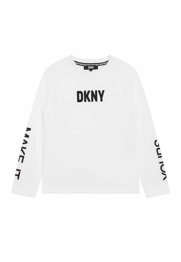 Блуза с овално деколте и лого DKNY