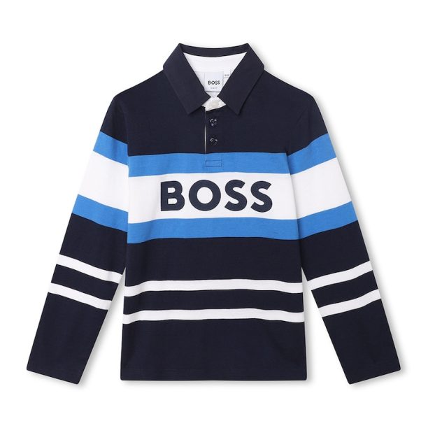 Блуза с яка и лого BOSS Kidswear