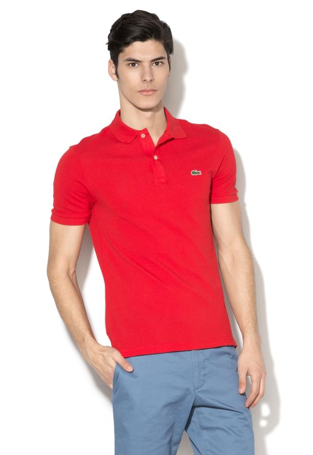 Вталена тениска от пике с яка PH4012-00-031 Lacoste