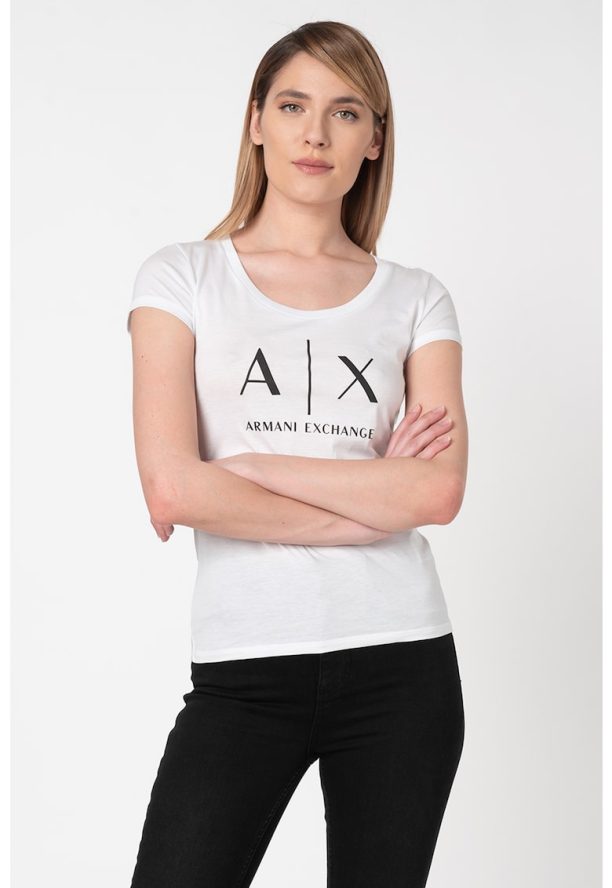 Вталена тениска с лого ARMANI EXCHANGE