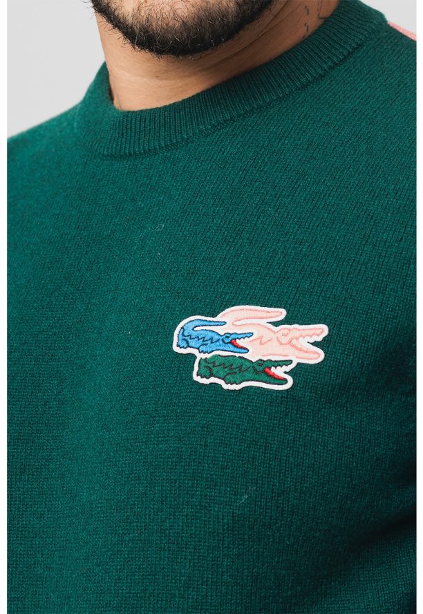 Вълнен пуловер с цветен блок Lacoste