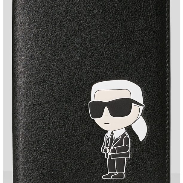 Кожен калъф за паспорт Ikonik Karl Lagerfeld