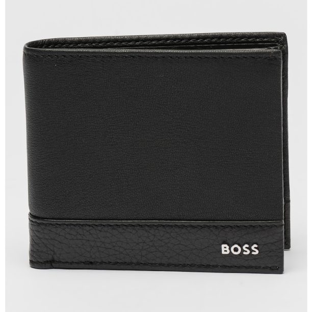 Кожен портфейл с двойно прегъване и лого BOSS