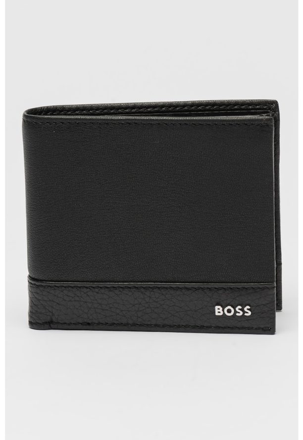 Кожен портфейл с двойно прегъване и лого BOSS