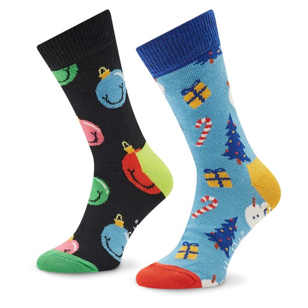 Комплект 2 чифта дълги чорапи детски Happy Socks в Цветен цвят