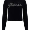 Къс пуловер с декоративни камъни GUESS JEANS