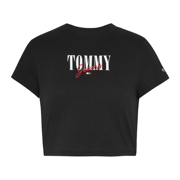 Къса тениска от органичен памук с лого Tommy Jeans