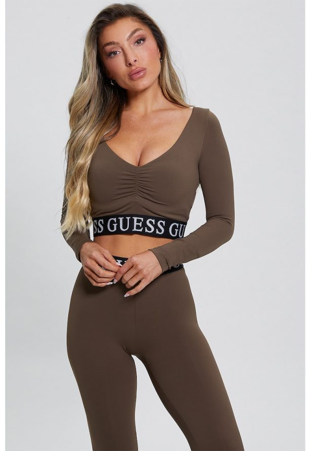 Къса фитнес блуза с лого Guess