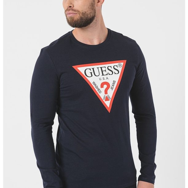 Памучна блуза по тялото с лого GUESS JEANS