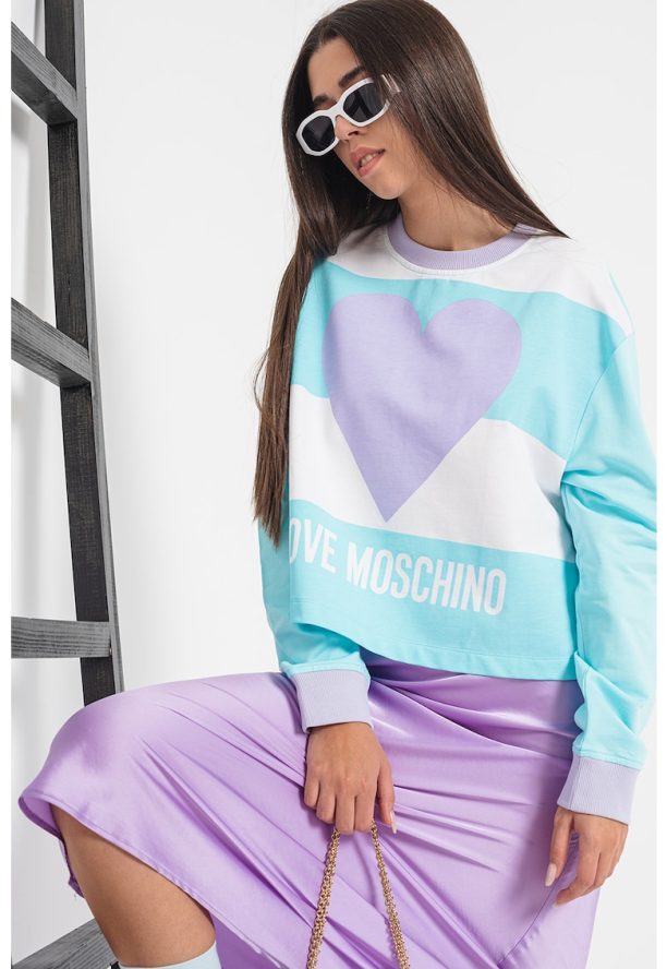 Памучна блуза с уголемено лого Love Moschino