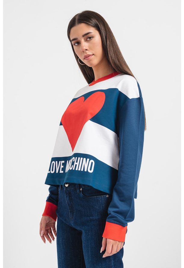 Памучна блуза с уголемено лого Love Moschino