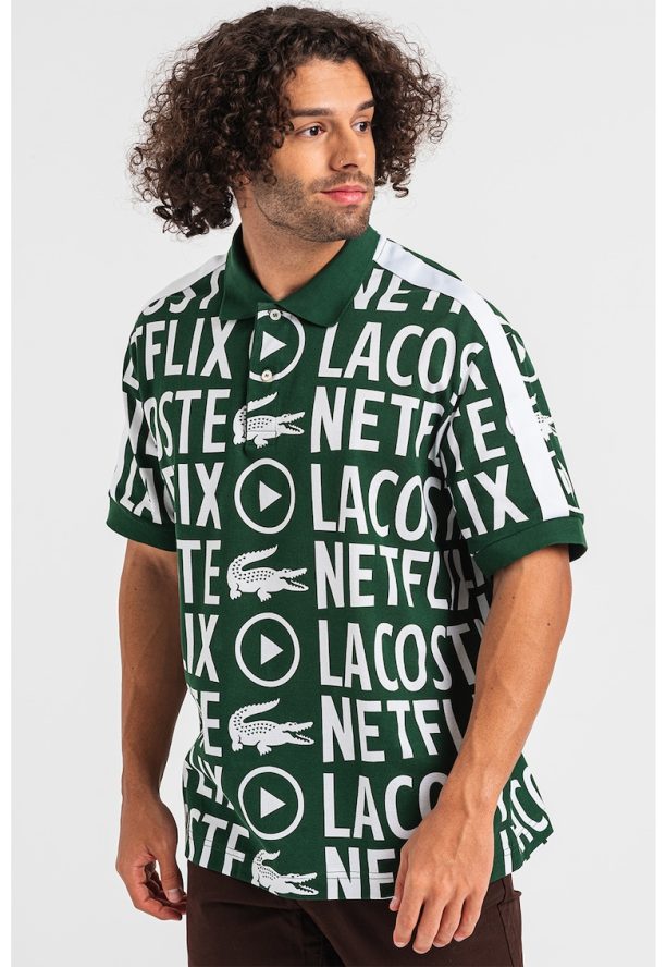 Памучна тениска Netflix с яка Lacoste