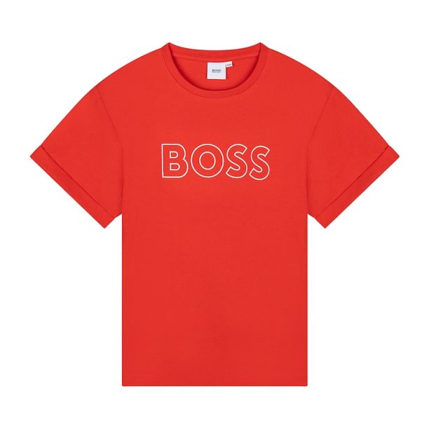 Памучна тениска на лога BOSS Kidswear