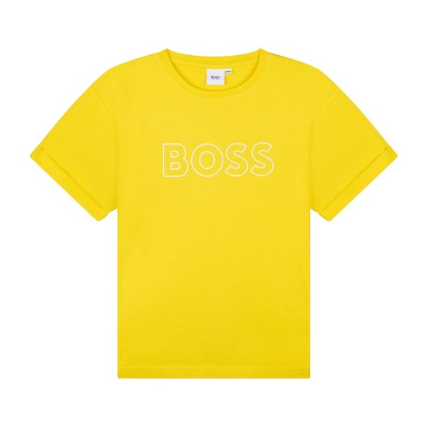 Памучна тениска на лога BOSS Kidswear