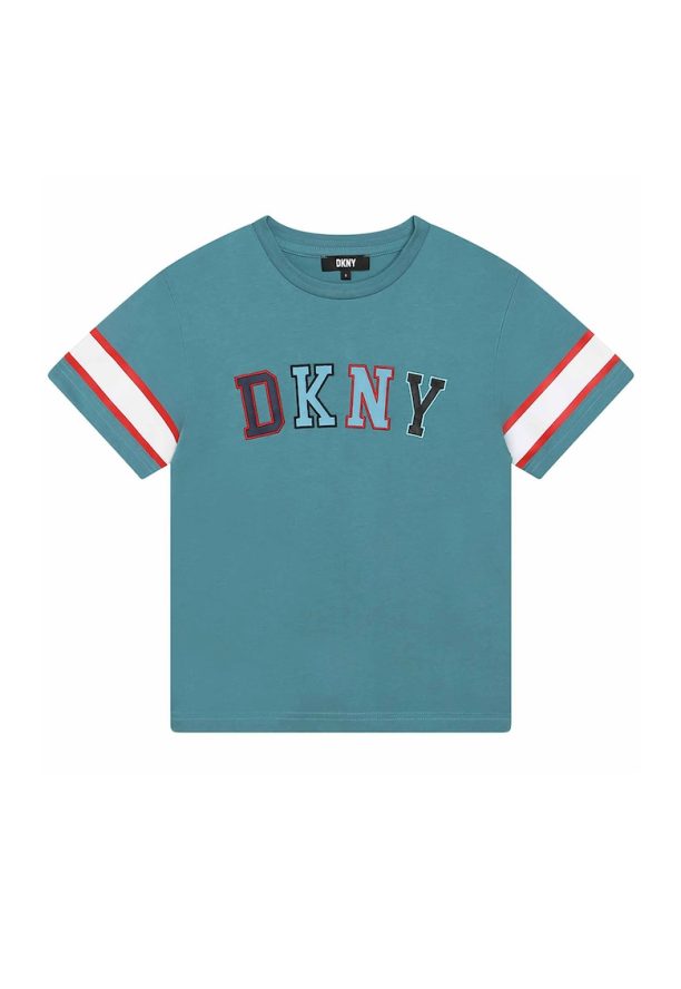 Памучна тениска с бродирано лого DKNY