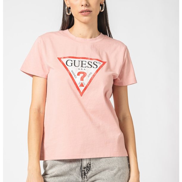 Памучна тениска с лого GUESS JEANS