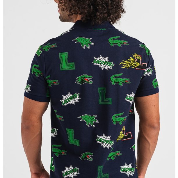 Памучна тениска с лого и яка Lacoste