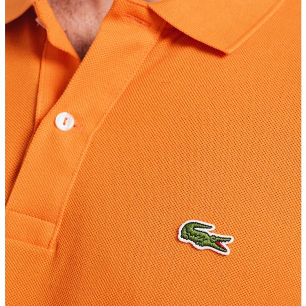 Памучна тениска с яка и бродирано лого Lacoste