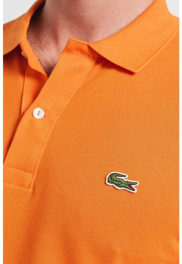 Памучна тениска с яка и бродирано лого Lacoste