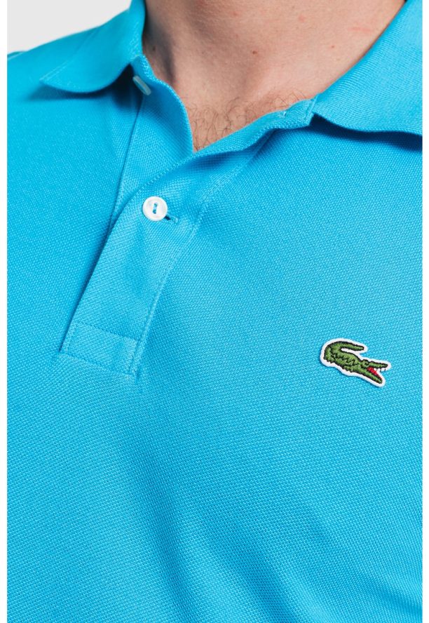 Памучна тениска с яка и лого Lacoste